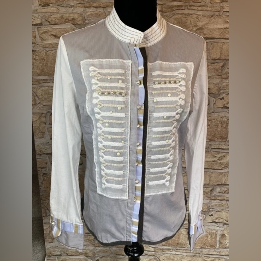 ELISA CAVALETTI By DANIELA DALLAVALLE Military Embro Pearl Botton-Up Shirt £262